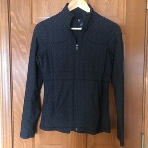 PrAna Charcoal Patterned Fitted Athletic Zip up